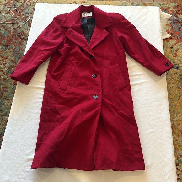 International Scene Vintage Women’s red‎ wool trench coat jacket size 5 / 6 - Picture 5 of 12